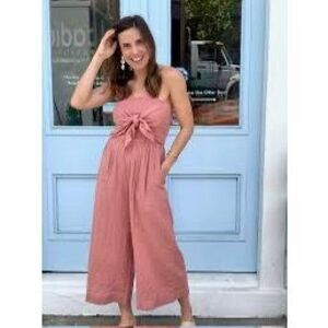 BISHOP + YOUNG BY ANTHROPOLOGIE Women’s Coral Elvia Strapless Tie Front Wide Leg